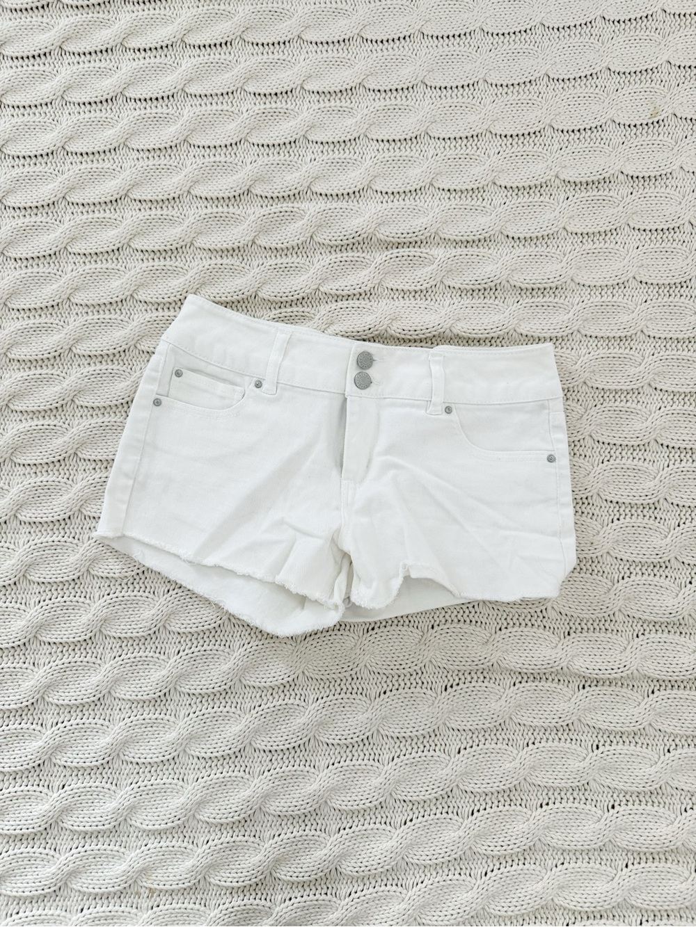 refuge White High-Rise Denim Shorts